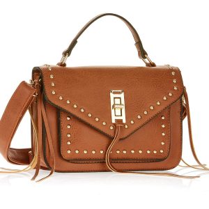 Trang chủ Metallic Sky Studded Crossbody With Fringe